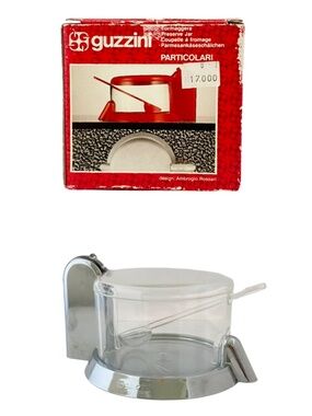 Vintage GUZZINI Preserve Jar 90s CHROME Lucite Plastic Sugar Bowl Italian RARE